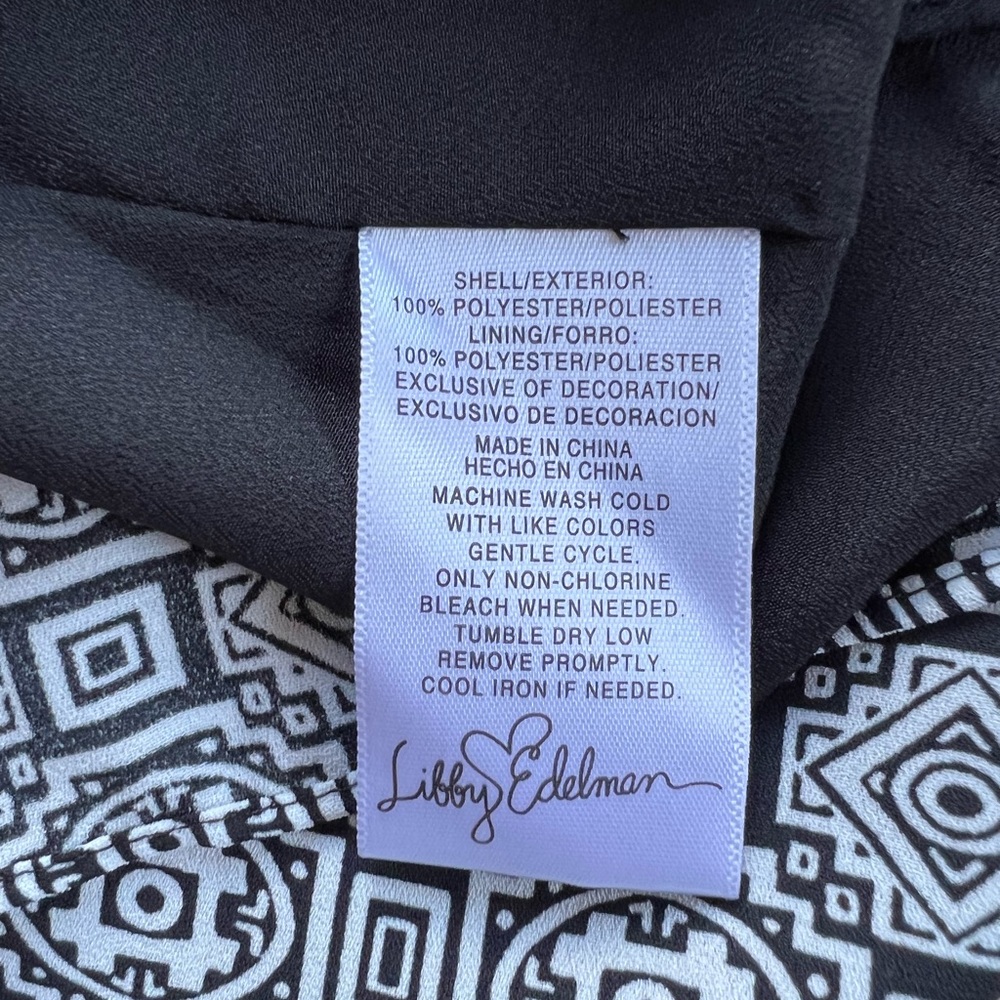 Libby Edelman Black Geometric Print Dress M - Picture 9 of 10
